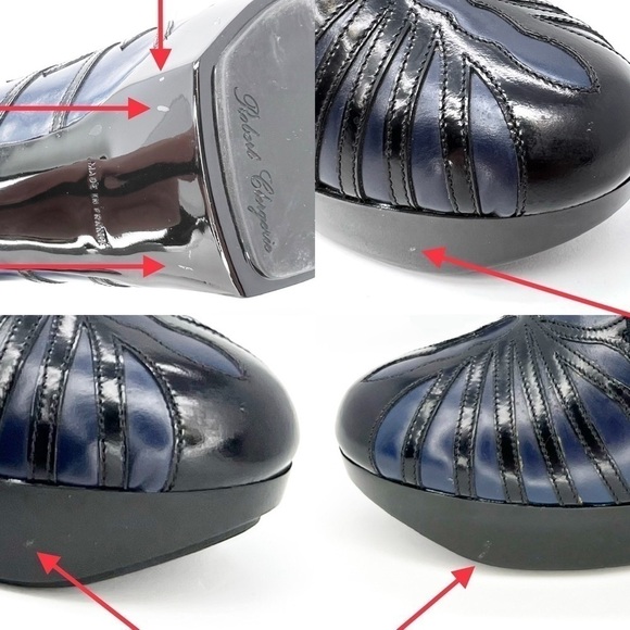 Robert Clergerie Talno Platform Booties Black Blue Leather Size 7.5 Art Deco EUC - Picture 12 of 16